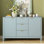 Buffet à motif ondulé - 3 tablettes réglables, 3 tiroirs et portes à fermeture en douceur, console de rangement avec poignées en métal, convient pour le bureau, le couloir et le salon