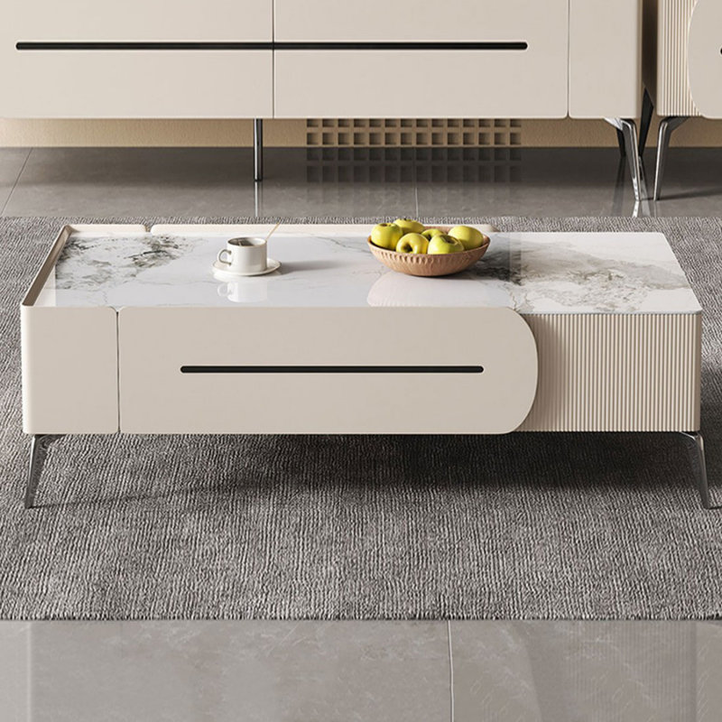 Table basse White Stone + Bois manufacturé