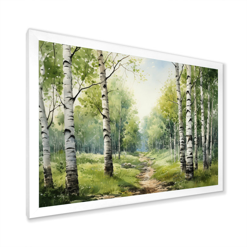 Birch Woods Silent Woods I On Canvas Print, 16" H x 32" W x 1" D, White Single Picture Framed
