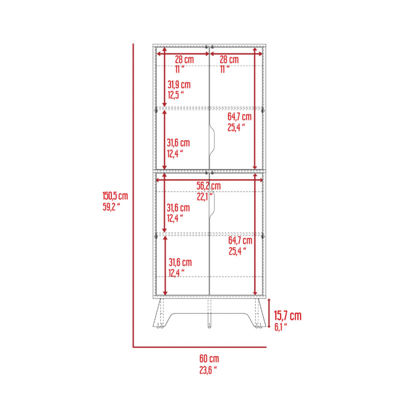 Multistorage Cabinet 59" H, Four Doors