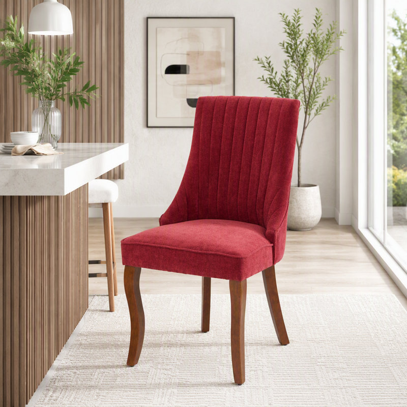 Chenille Dining Chairs, WINE RED