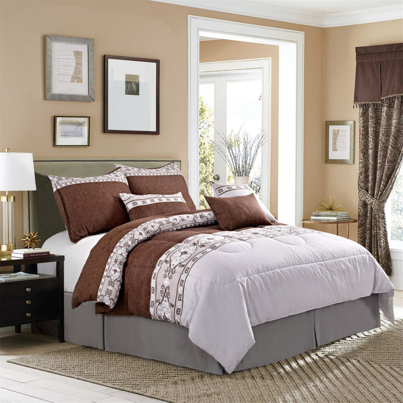 Ensemble d'édredon Cozy, Édredon très grand + 2 taies décoratives pour t, Marron