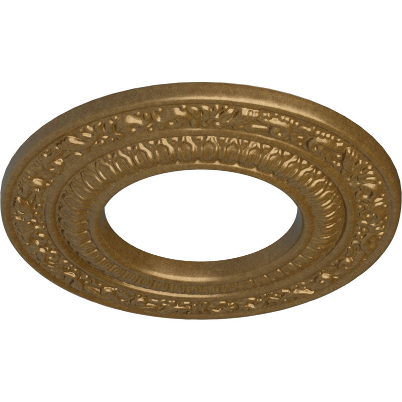 Endurathane Andrea Ceiling Medallion, 8 1/8"OD x 4 1/8"ID x 1/2"P (Fits Canopies up to 4 1/8"), Hand-Painted Pale Gold Finish