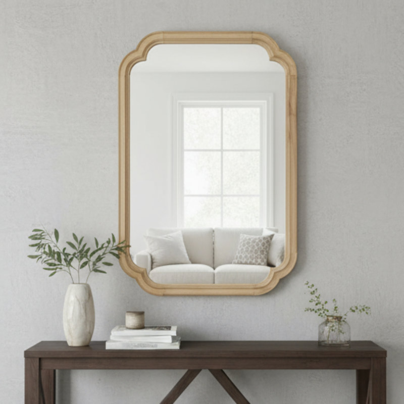Miroir de coin 24 po x 36 po, 36 po x 24 po, Bois naturel