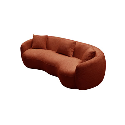 Modern Sofa Mid Century Curved Sofa, Boucle Fabric Couch For , Office, Apartment,