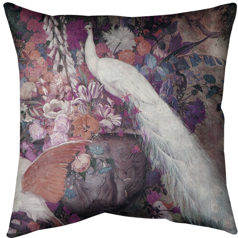 Coussin peacock, 16 po x 1 po, Rose, Polyester filé