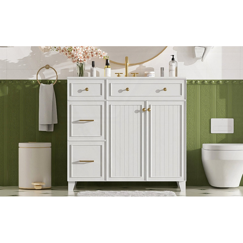 Meuble-lavabo 36 po avec lavabo en céramique, Blanc