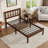 14'' Walnut Bamboo Platform Bed Frame with Wavy Headboard, Solid Wood & Metal Slats, Noise Free, No Box Spring Needed-864712409