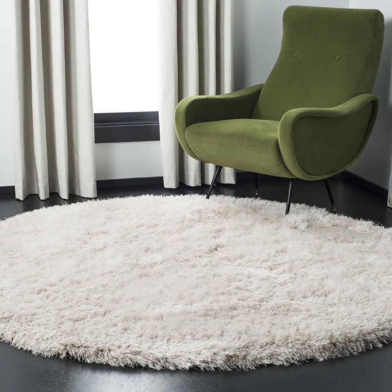 Tapis à poils longs performance touffeté à la main Etelvina, Rond 4 pi