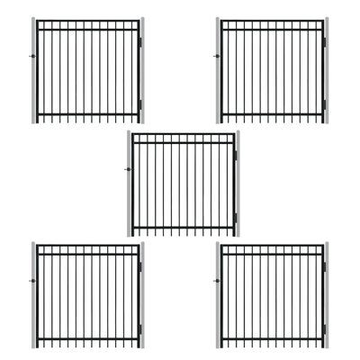 Heavy Duty Flat Top Fence Gate, 5FT Height x 5FT Width Outdoor Fence Gate, Outdoor Anti-Rust Metal Steel Gate for Fencing Barrier, Decorative Garden Gate with Gate Lock, Pack of 5