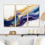 «Diellza Blue, Gold and Purple Splash V», reproduction sur toile 3 pièces-87912661-87912659