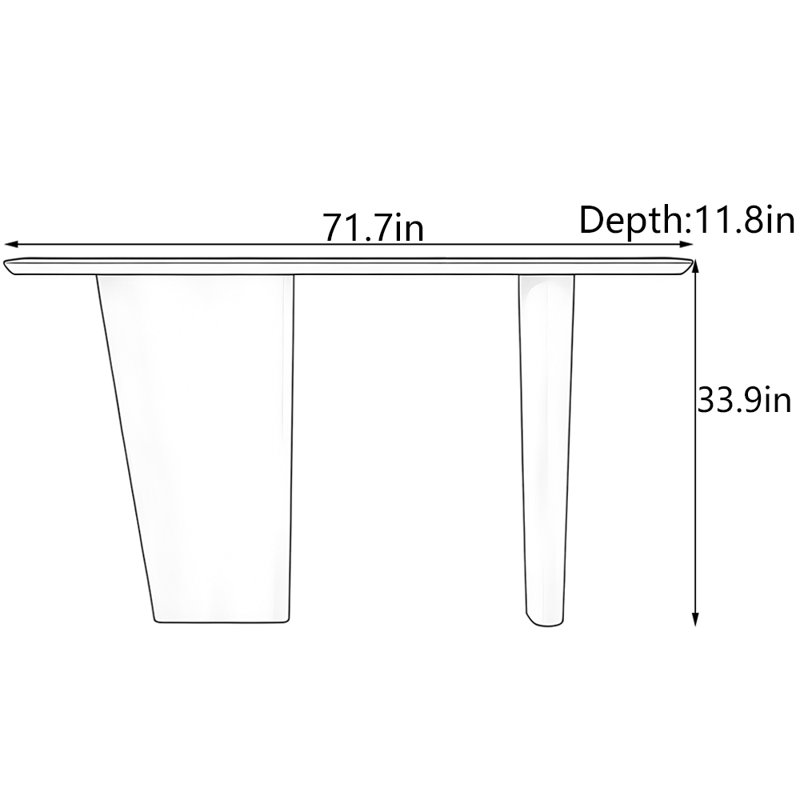 Table d'entrée en chêne massif American Country Style, H 33,9 po x l 48 po x P 11,8 po