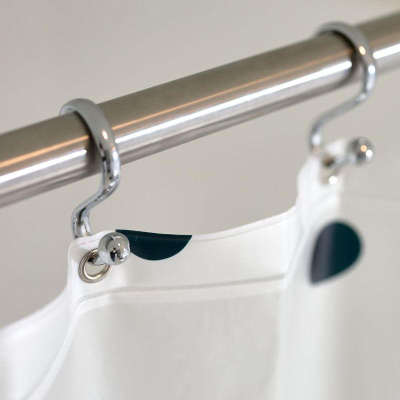 72" x 72" Black and White Vinyl Polka Dot Shower Curtain