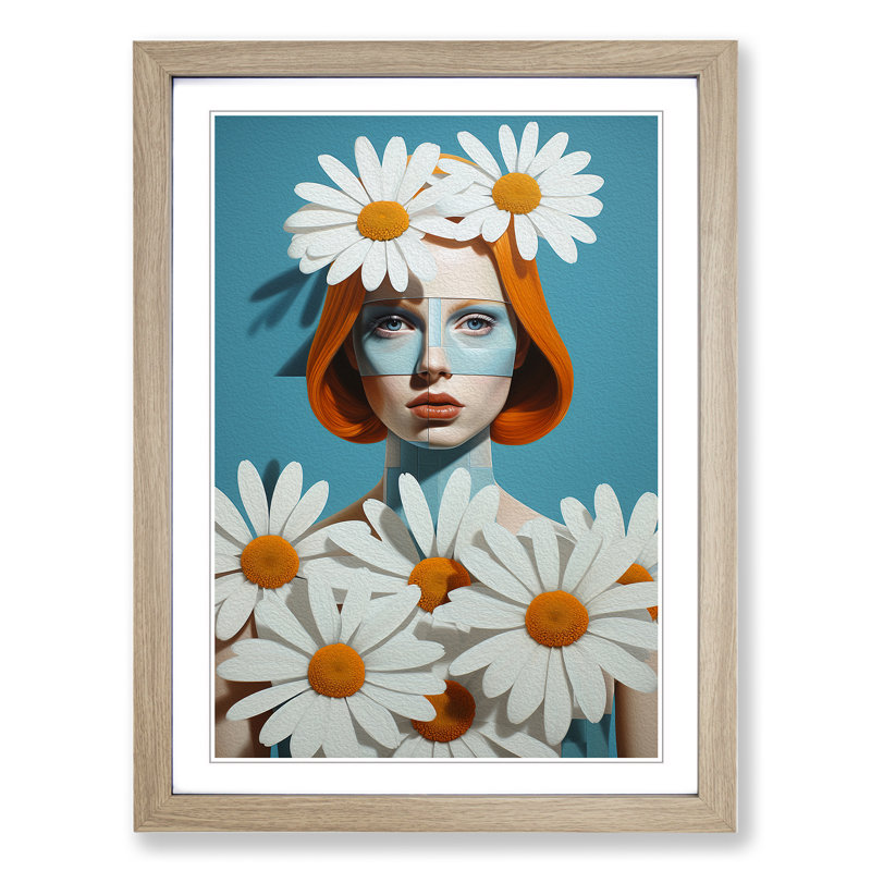 Single Picture Frame Print on Wood, Oak Framed, 46cm H x 34cm W