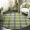 Tapis vert / beige en coton / laine touffeté à la main Giedre