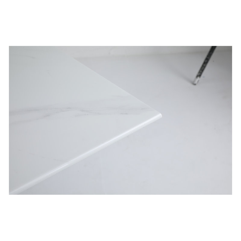 Table rectangulaire 59,06 "en verre trempé - structure en fer argenté, grande, H 29,53 po x L 59,06 po x l 35,43 po