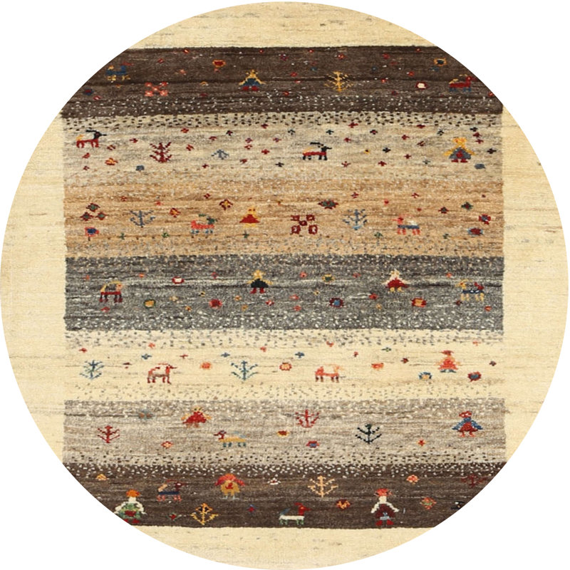 Tapis beige/brun/gris contemporain, Rond 4 pi