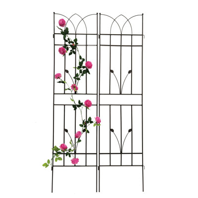 Metal Garden Trellis 71"X17.7" Brown, Rust-, Supports Ivy Vines, Rose, Easy Assembly For Outdoor Trellis, Rustproof, Morning Glory, Plant Support, Setup