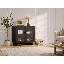 Buffet Almaguer de 80 cm de large avec porte vitrée, tablette réglable et fini grain de bois, noyer brun-92656154