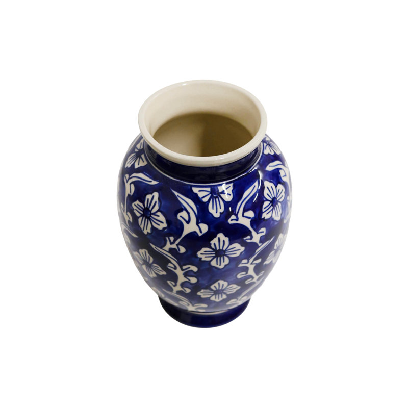 Home&Manor Classic Ceramic Vase Blue/White