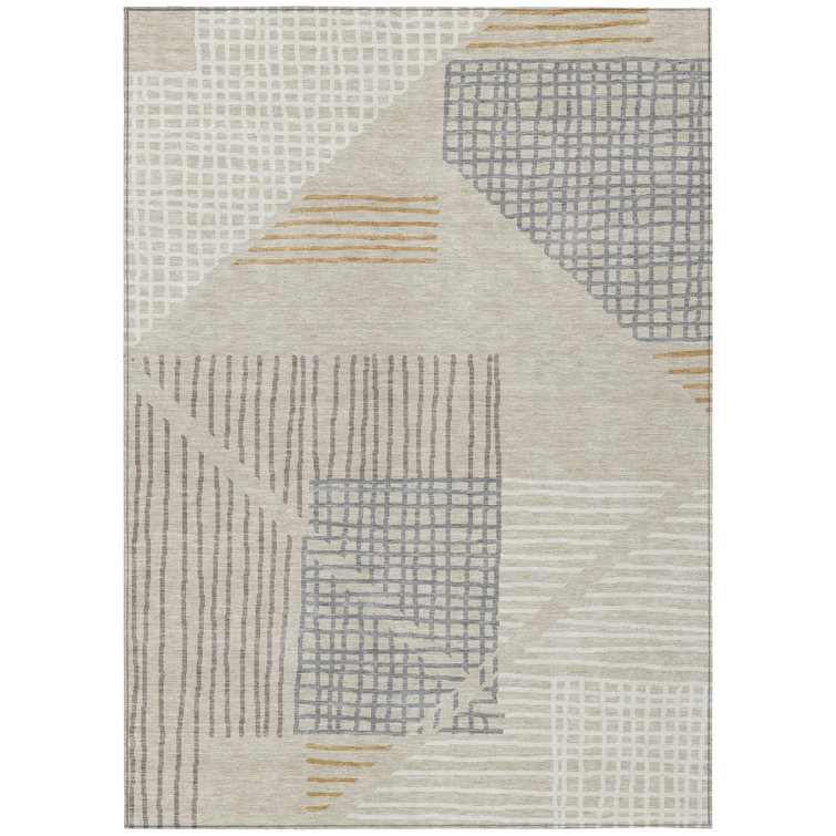 Machine Washable Indoor/Outdoor Hovey ACN2270 Stripes Rug