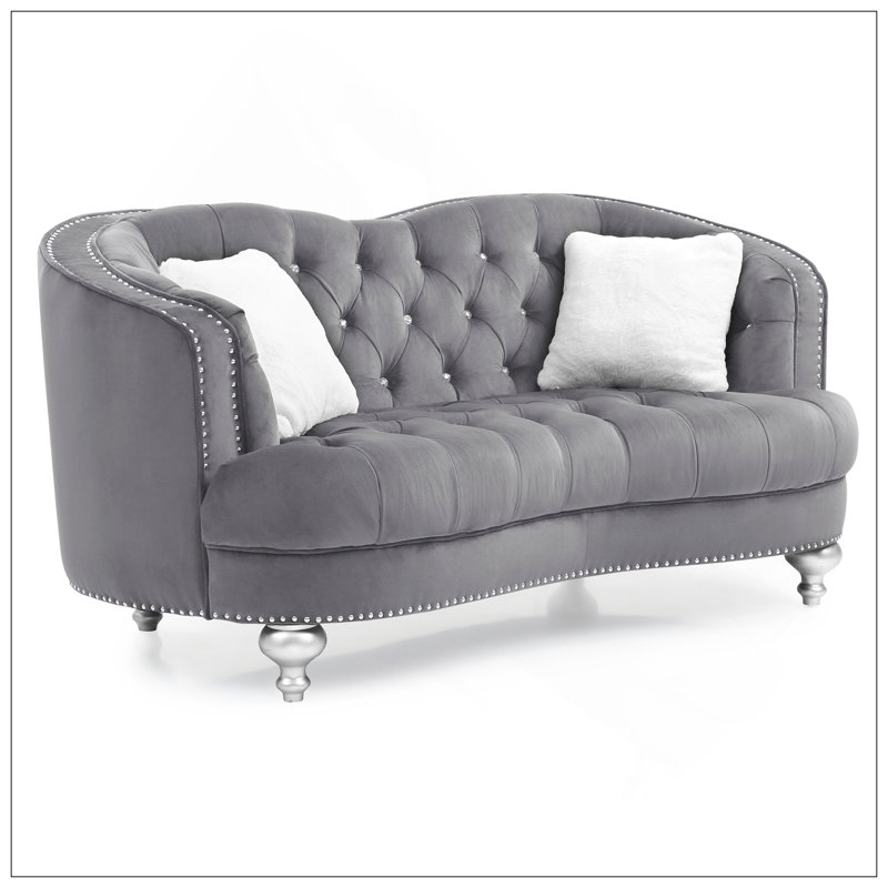 Charmante causeuse grise avec accoudoirs encastrés, Grey
