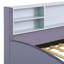 Lit plateforme simple tapissier avec rangement et tiroirs, gris
