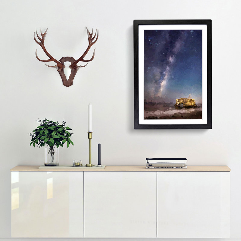 Milky Way Above Santa Cruz Beach in Abstract - Picture Frame Graphic Art Print, Black Framed, 65cm H x 48cm W x 2cm D