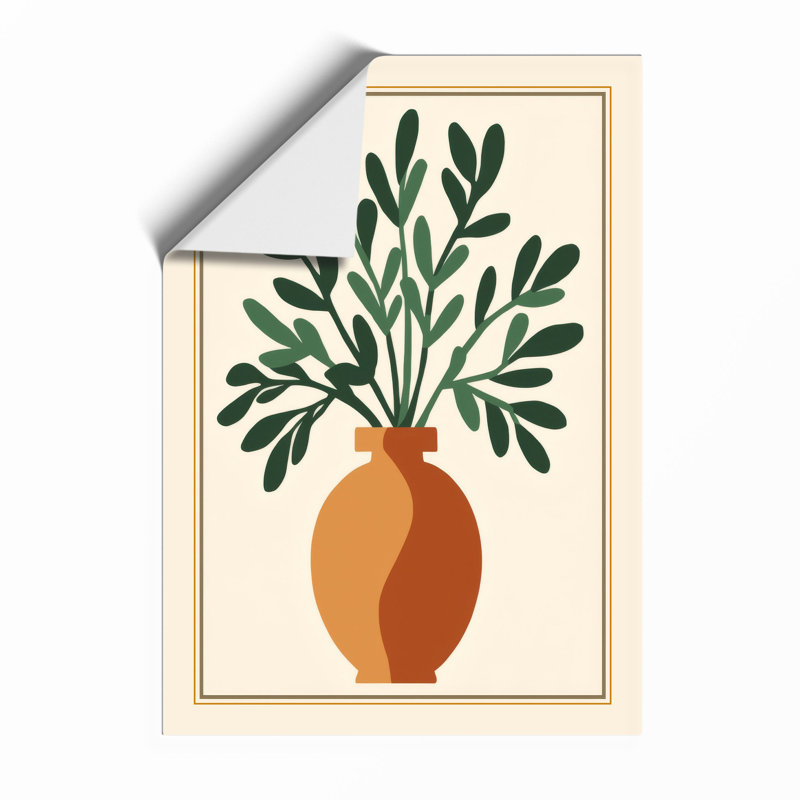 Terracotta Vase And Ferns Botanical - Print, Unframed, A4 - 29.7 x 21.0 cm