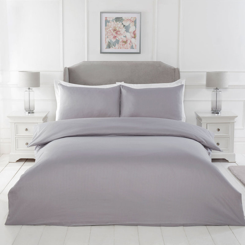 Cotton Striped Duvet Cover Set with Pillowcases, Double Duvet + 2 Standard Pillowcases