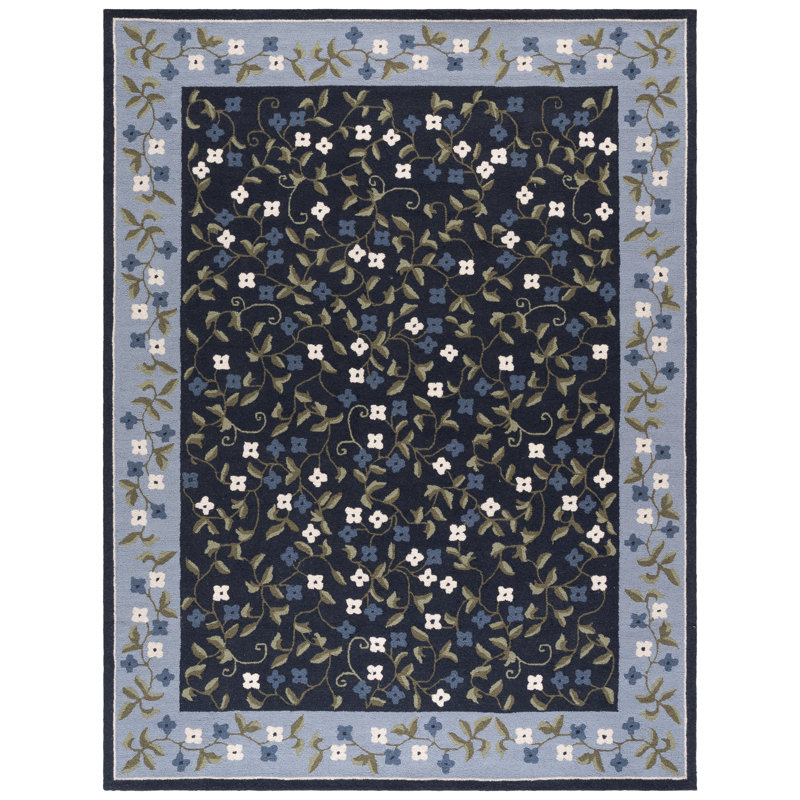 Martha Stewart Hand Tufted Wool, Cotton Floral Outdoor Rug, Rectangle 8' x 10'