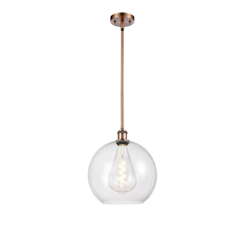 Luminaire suspendu sphère 1 lumière Cindi, H 14,38 po x l 11,75 po x P 11,75 po, Transparent, Bronze huilé