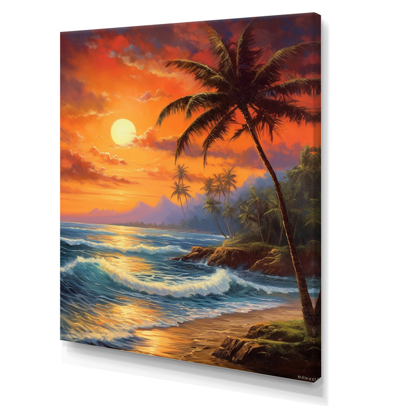 «Bright Sunset Of Waves Breaking At The Shore V», reproduction sur toile, H 20 po x l 12 po, Toile tendue
