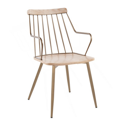 Chaise en cuivre antique et bois blanchi