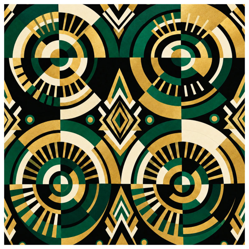 Édredon géométrique à cercles Art Deco, Twin