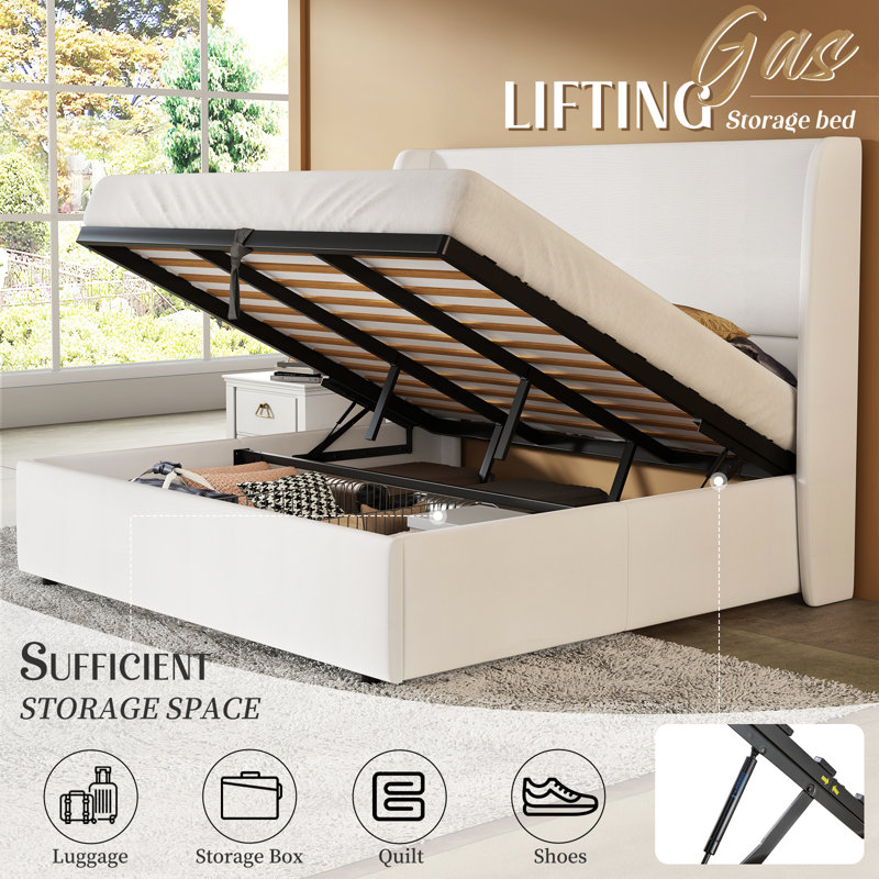 Wade Logan® Brooklinn Upholstered Platform Storage Bed & Reviews | Wayfair