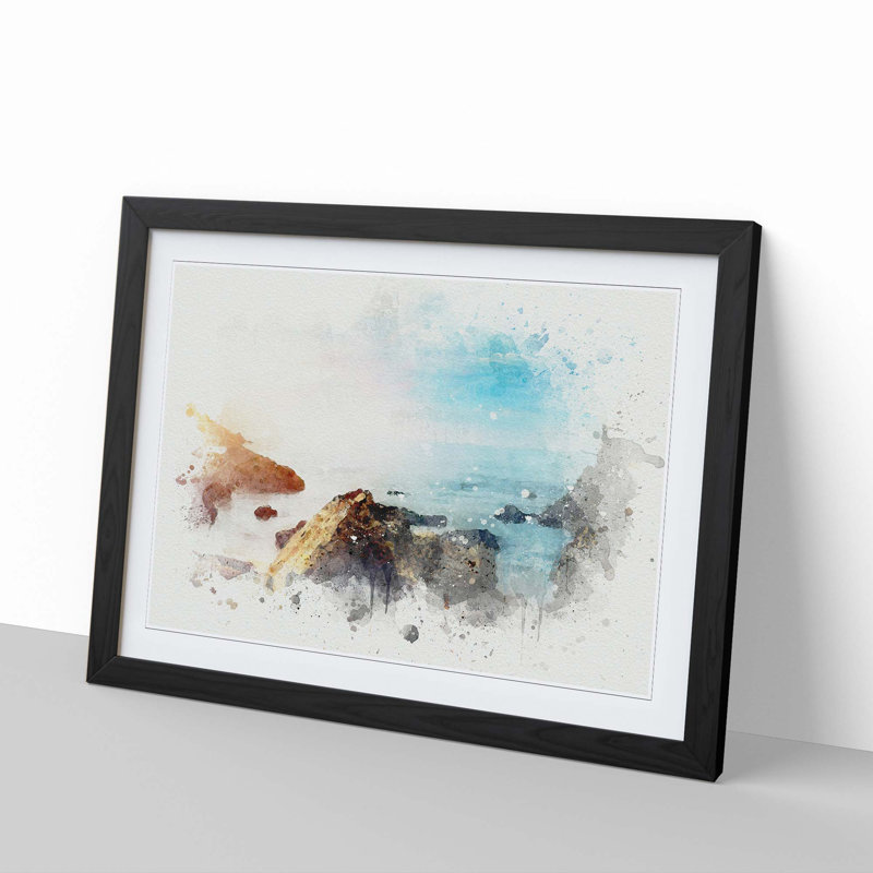 Little Corona Del Mar Beach in Abstract - Picture Frame Graphic Art Print, Black, 50cm H x 76cm W x 2cm D