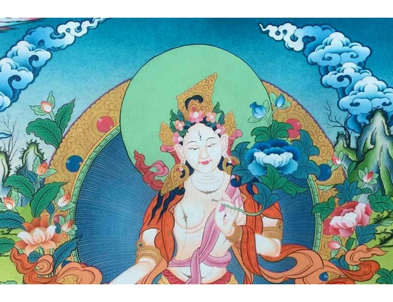 Déesse blanche Tara Thangka (Brocadeless Thangka)