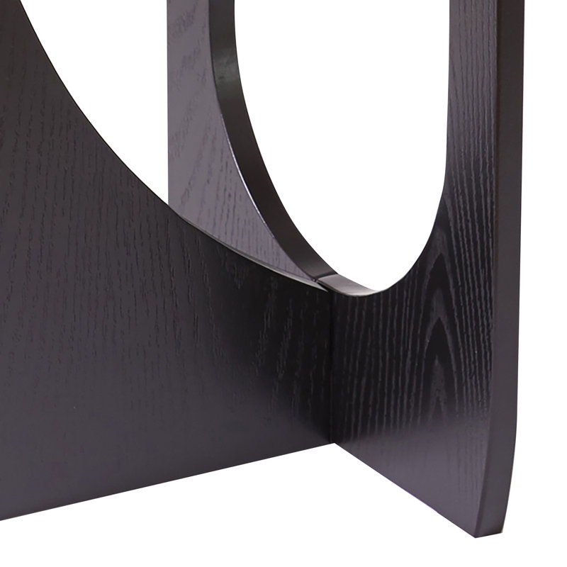 Petite table d'appoint ronde en bois massif, Black