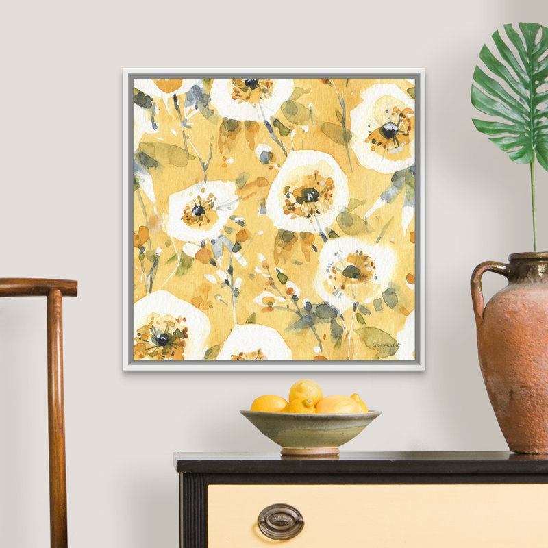 «Happy Yellow 23» par Lisa Audit - reproduction d'art, Toile blanche encadrée, H 26 po x l 26 po x P 1,75 po