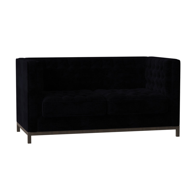 Jess Loveseat, Bella Black Performance Velvet, Brown Mahogany