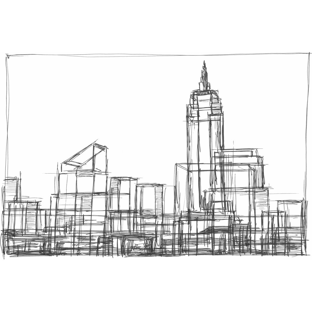 Leinwandbild Wire Frame Cityscape I