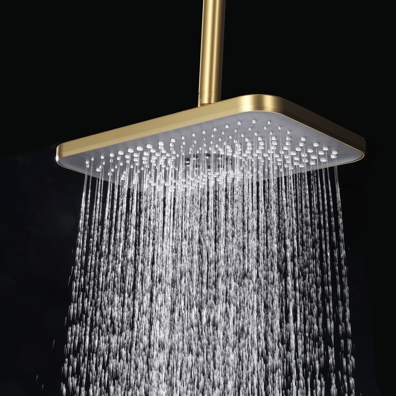 Rain Fixed Shower Head 1.6 GPM GPM, Brushed Gold