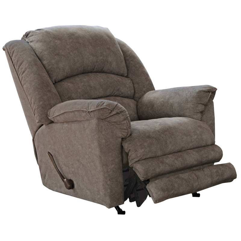 Rialto Upholstered Recliner with Extension Footrest, Gray Polyester, Full-Extension, Manual
