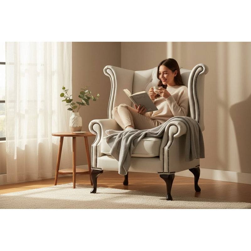 Upholstered Armchair, White