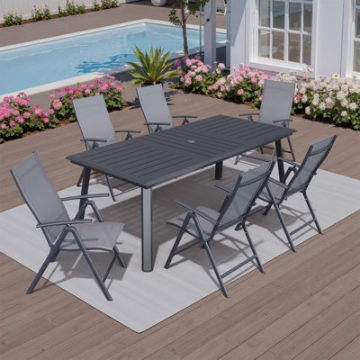 6 - Person Outdoor Dining Set With Foldable Chairs