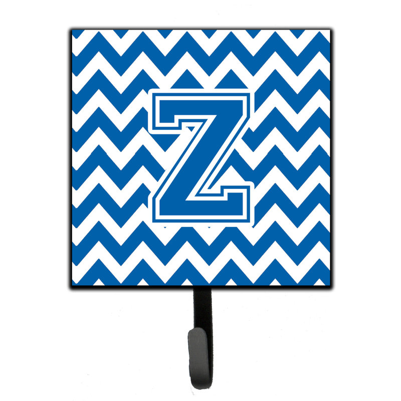 Organisateur de clés à motif de chevrons à motif de lettre avec c, Bleu / Blanc