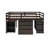 Low Study Twin Loft Bed With Cabinet And Rolling Portable Desk - Espresso