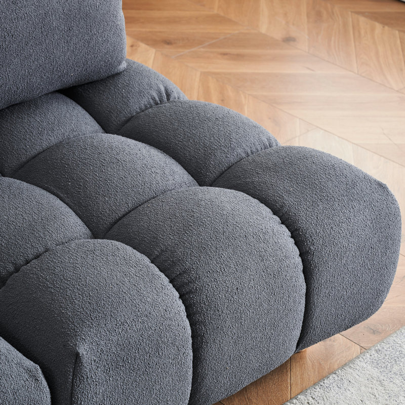 Causeuse en tissu gris de 60 pouces. Spacieux, confortable pour un appartement, un bureau ou un salon. Coussins de siège moelleux à ressorts individuels pour un plaisir à long terme. Assemblage facile. Mid-Century moderne. 2 en gris. A