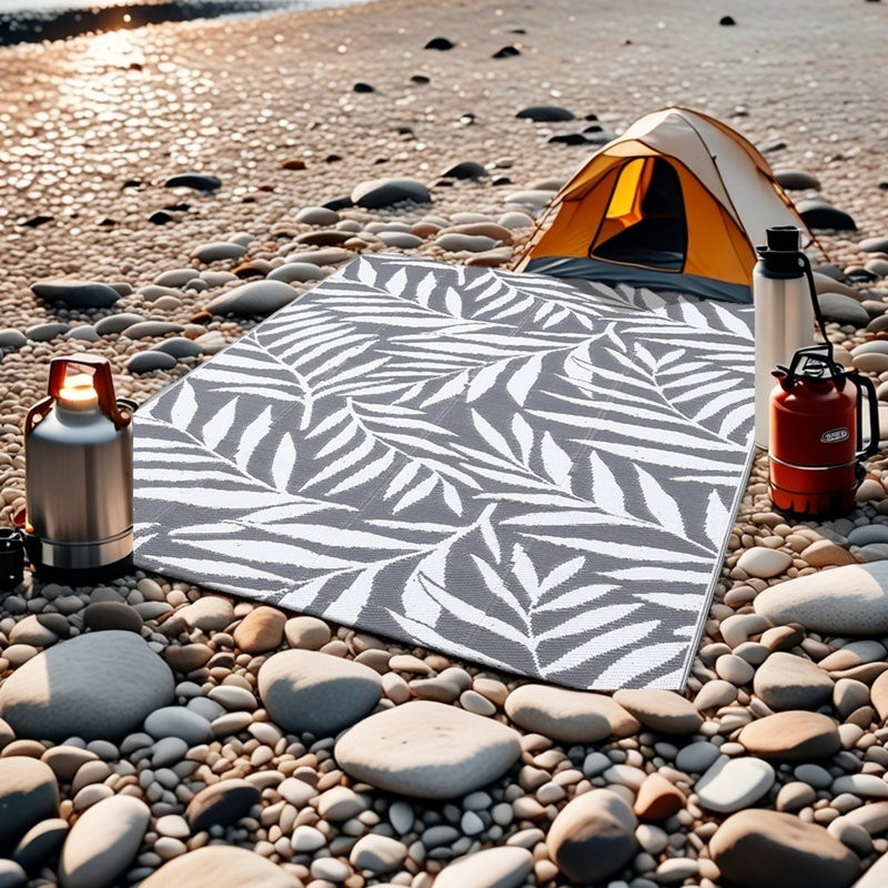 Tapis d'extérieur à motif de feuilles, Rectangle de 5 pi x 8 pi